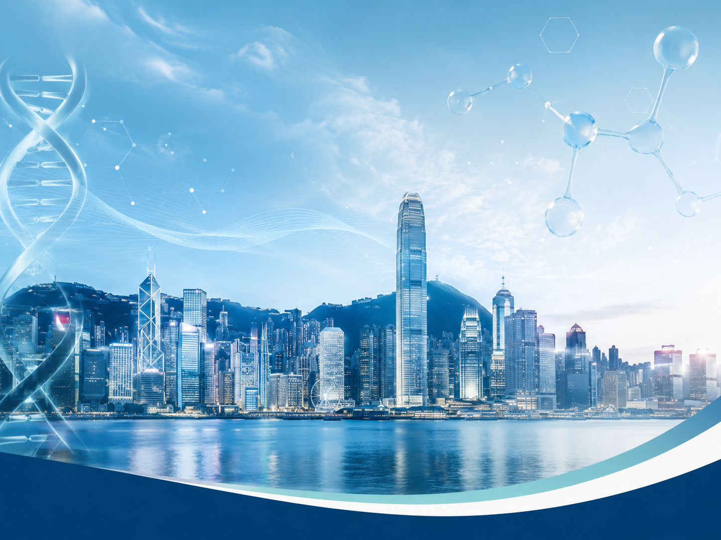 Hong Kong skyline biotech visual